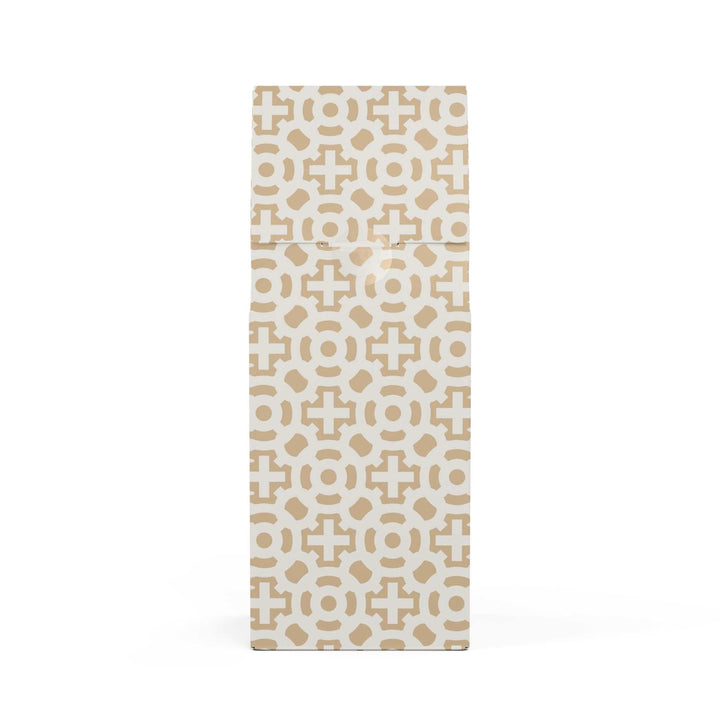 Christian Cross Coffee light roast 12oz pack with beige geometric pattern