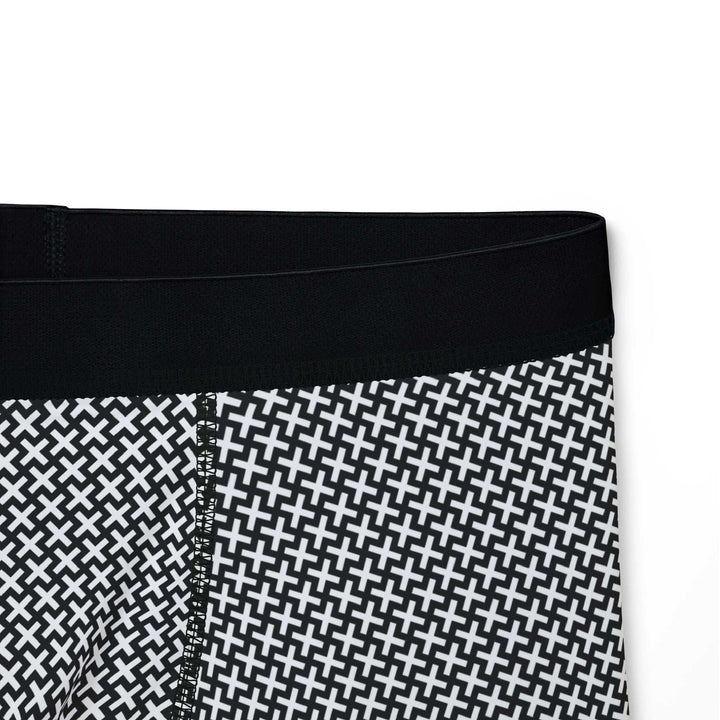Christian Cross men's boxers with black and white all-over cross pattern