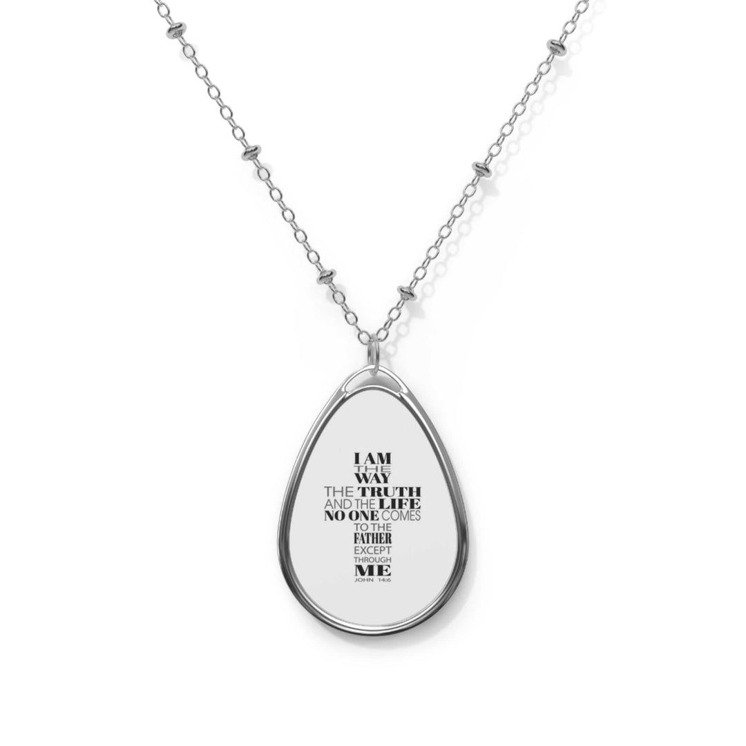 Christian Oval Necklace with zinc alloy ellipse pendant