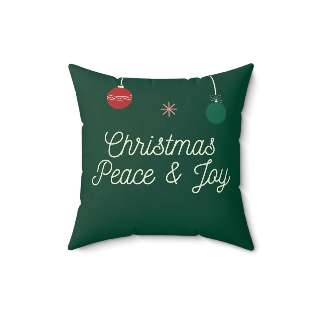Christmas Joy Pillow green with Christmas Peace & Joy text