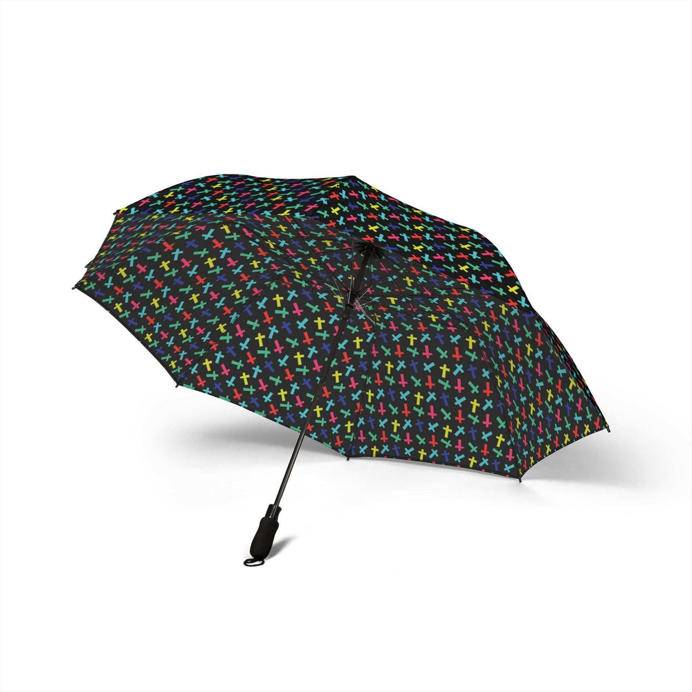 Colorful crosses patterned waterproof umbrella with 8 ribs