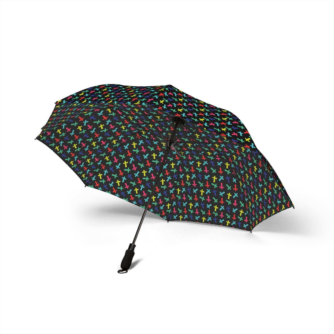 Colorful crosses patterned waterproof umbrella with 8 ribs
