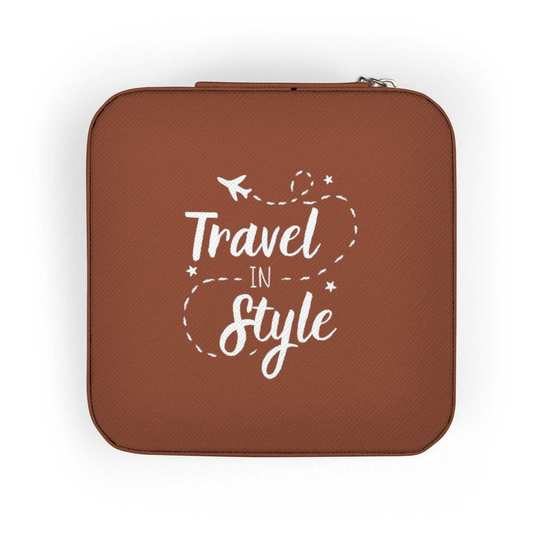 Compact brown Travel In Style Travel Case with zipper closure
