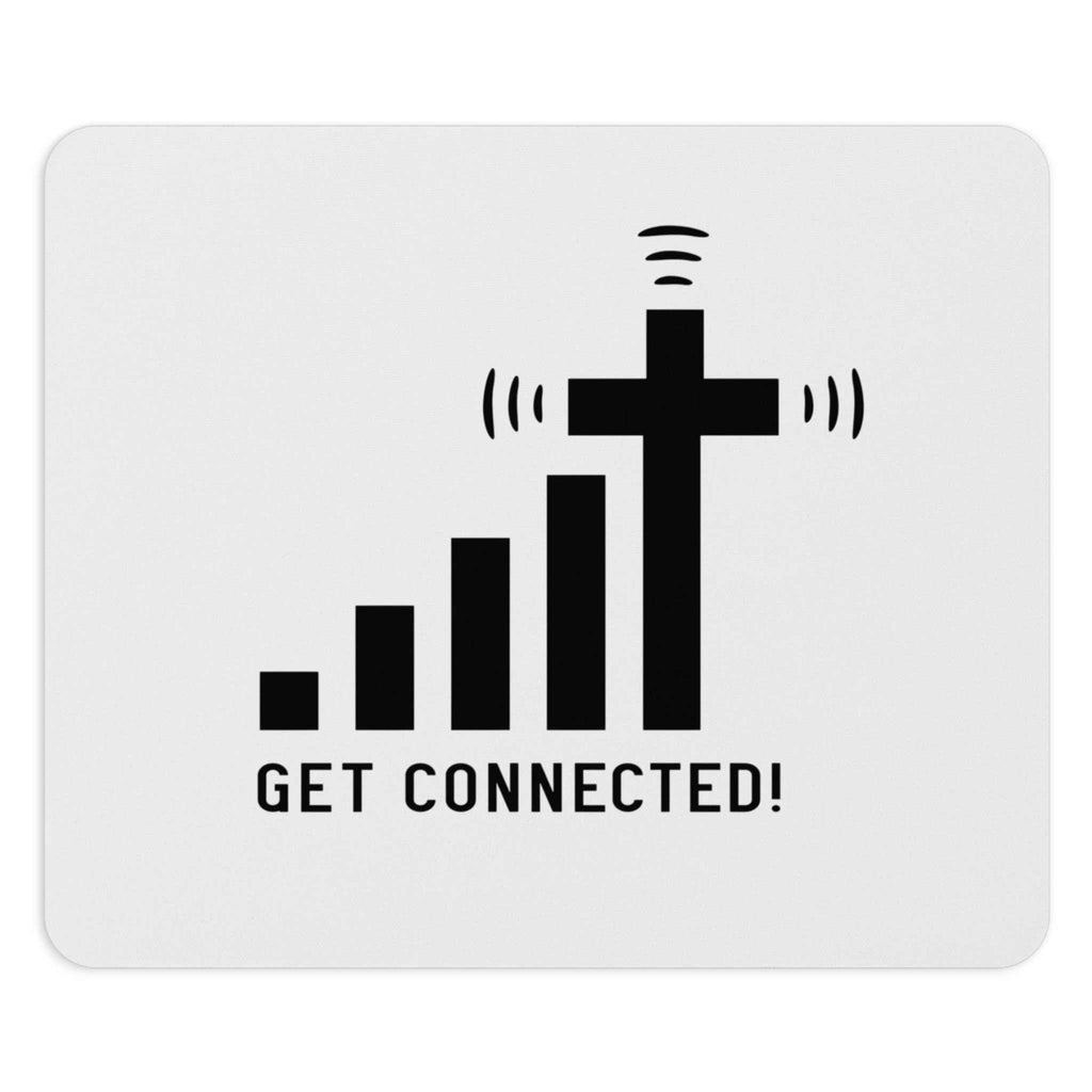 Connected to Christ Mouse Pad with cross and signal bars design