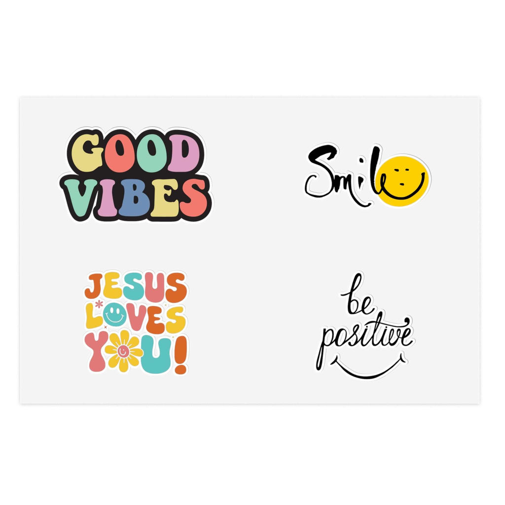 Creative Sticker Sheets with Good Vibes, Smile, Jesus Loves You