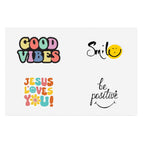 Creative Sticker Sheets with Good Vibes, Smile, Jesus Loves You