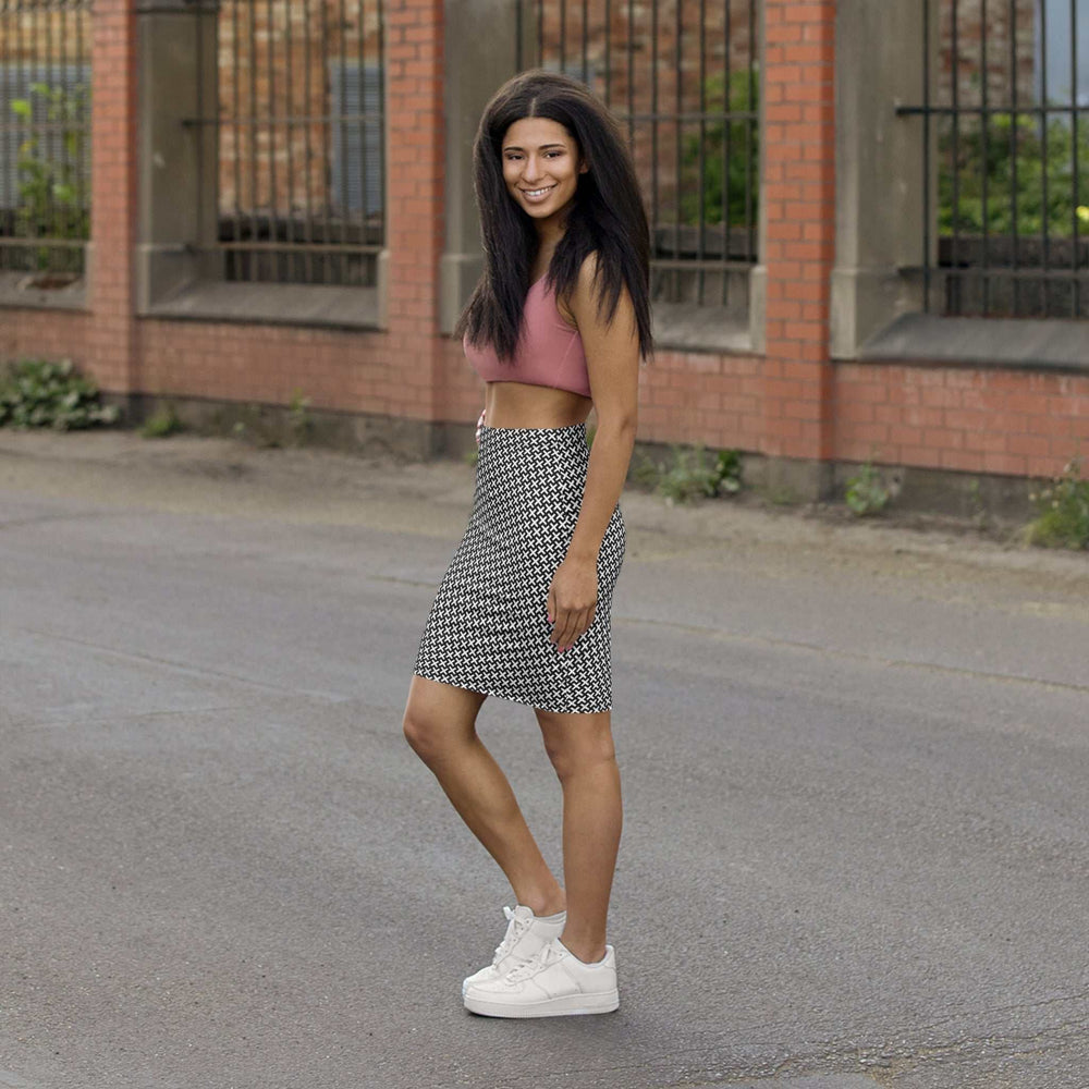 Cross Pattern Skirt on model