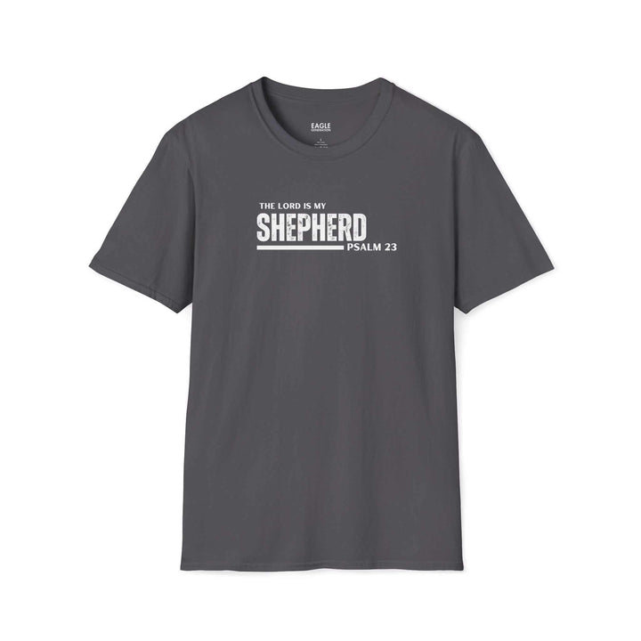 Dark gray Psalm 23 T-shirt with "The Lord is my Shepherd" text