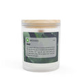 Divine Message Glass Candle with coconut soy wax, wooden wick, frosted glass, and raw maple lid