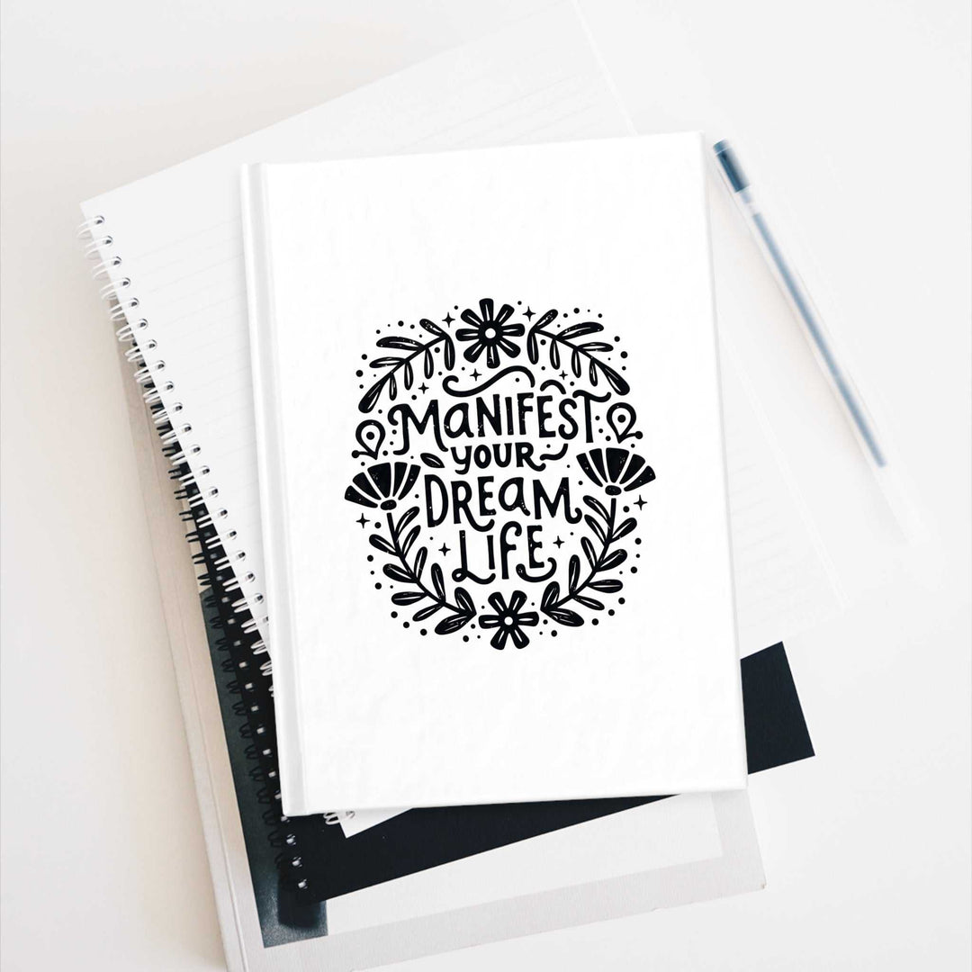 Dream Life Journal with black floral design and motivational quote