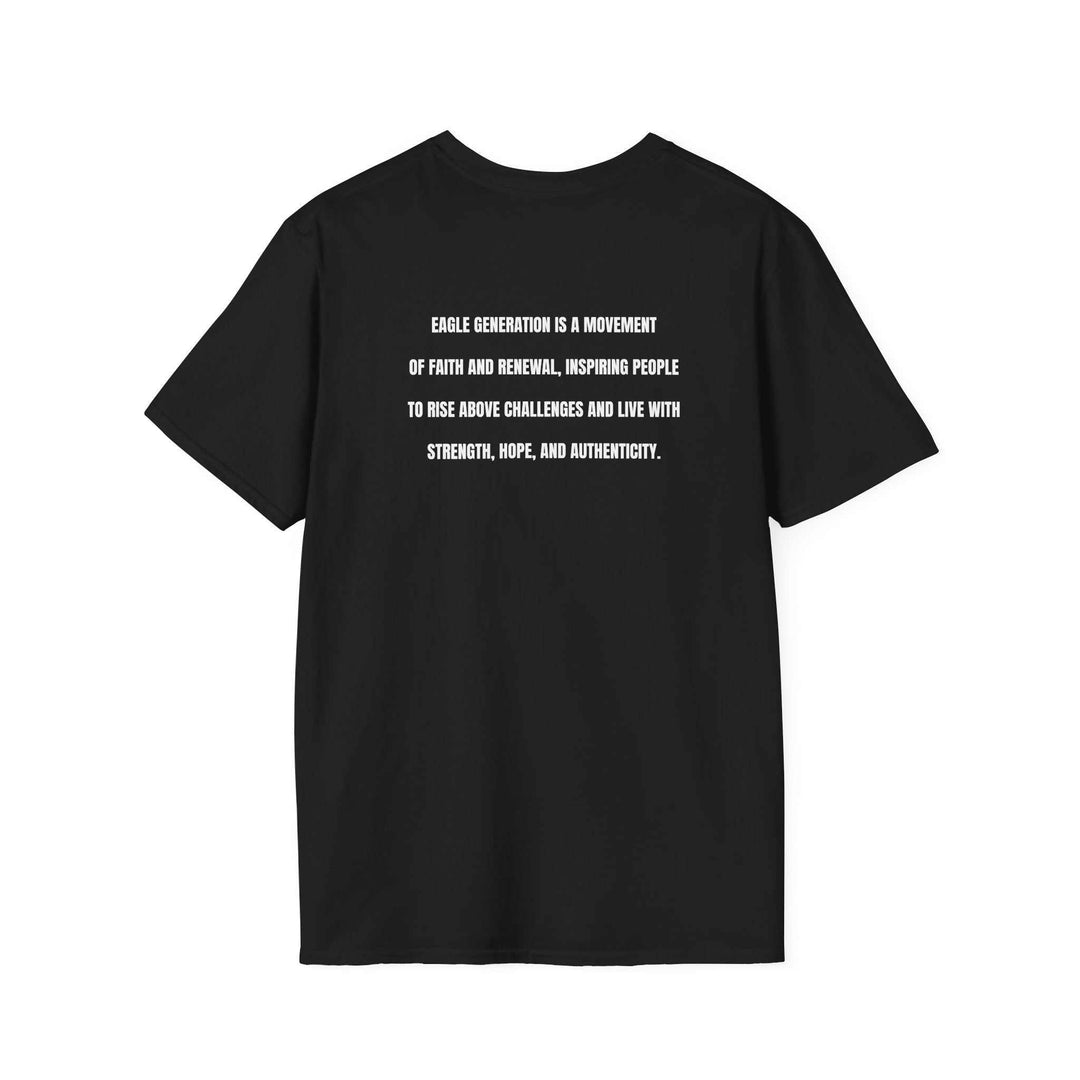 Eagle Generation T-Shirt with inspirational white text on the back