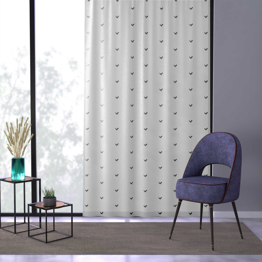 Eagles Window Curtain with small black eagle prints