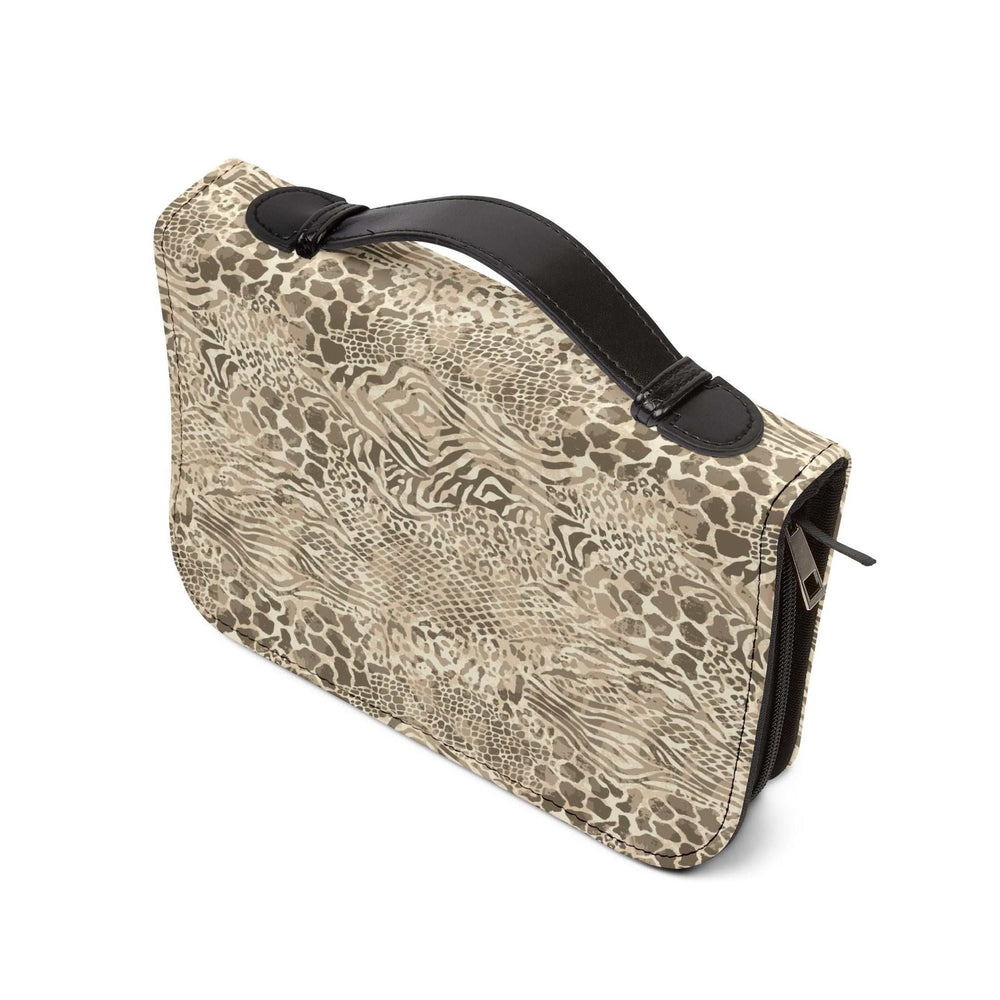 Ethnic Bible cover with PU leather handle and animal print design