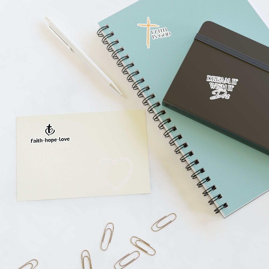 Faith-inspired vinyl sticker sheets with water-resistant designs