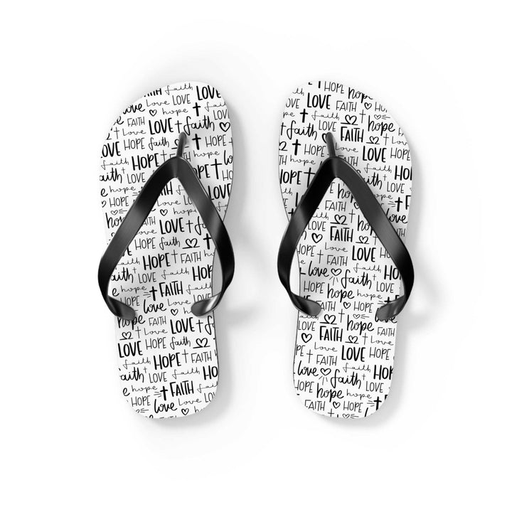 Faith Hope Flip Flops with black straps