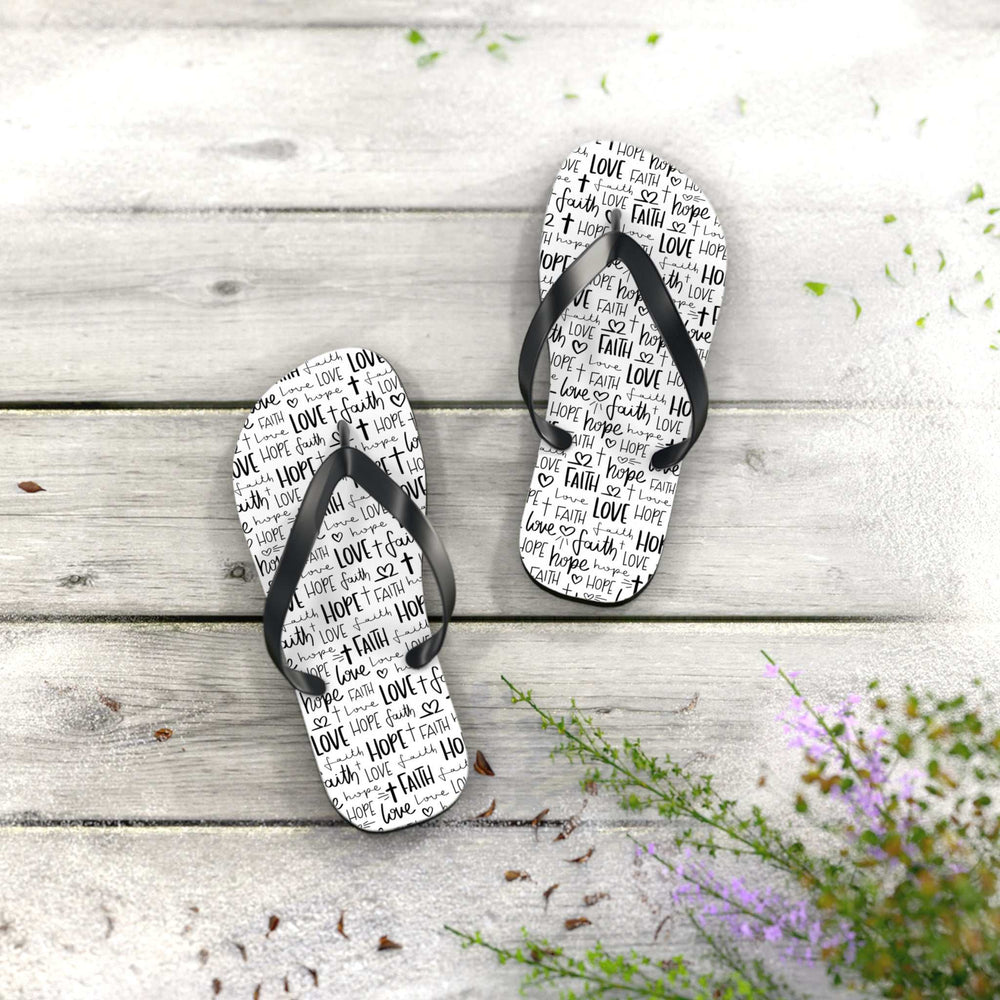 Faith Hope Flip Flops with positive words