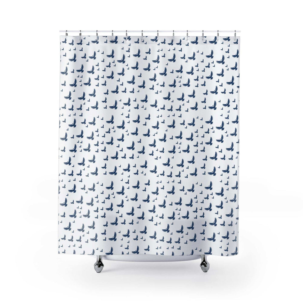 Flying eagle shower curtain with blue eagle pattern
