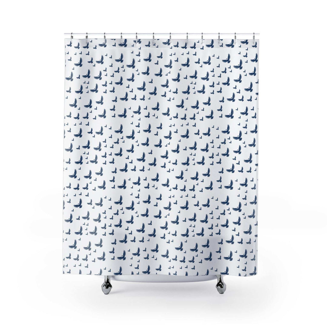 Flying eagle shower curtain with blue eagle pattern