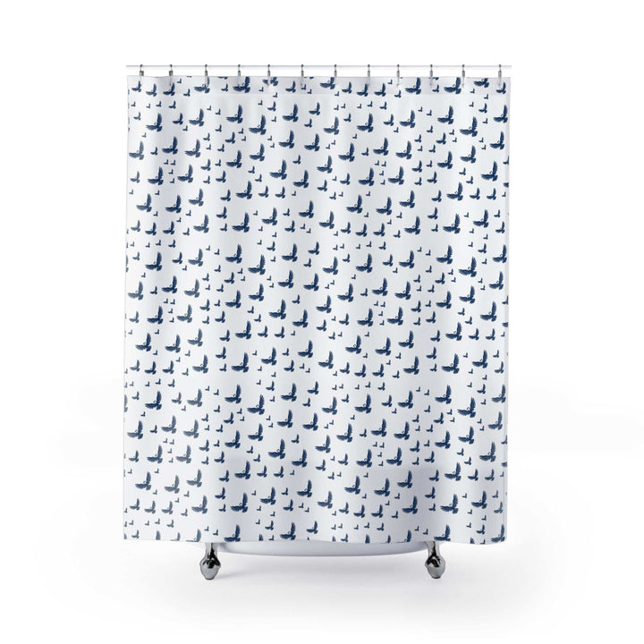Flying eagle shower curtain with blue eagle pattern