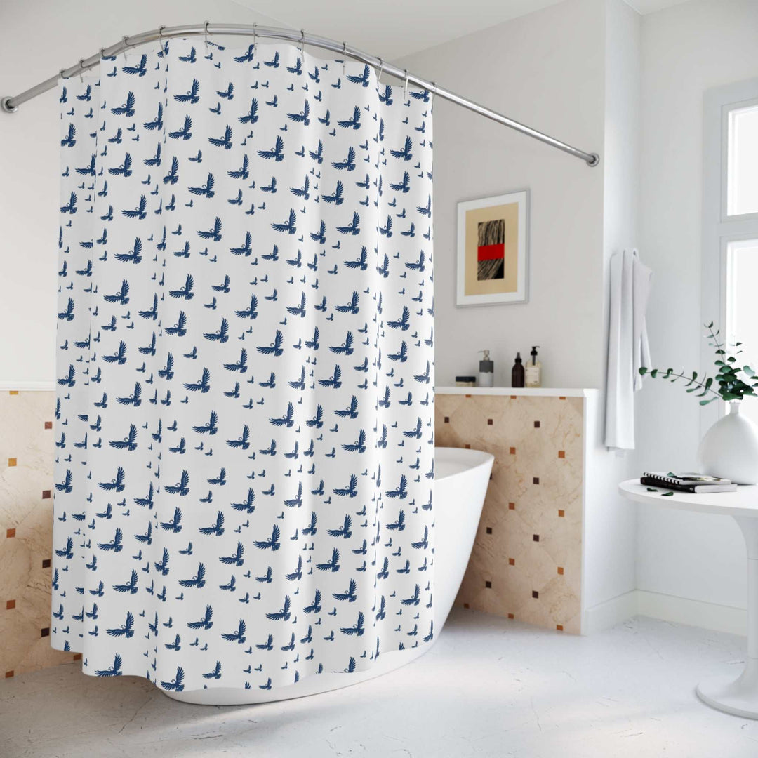 Flying eagle shower curtains with blue bird print