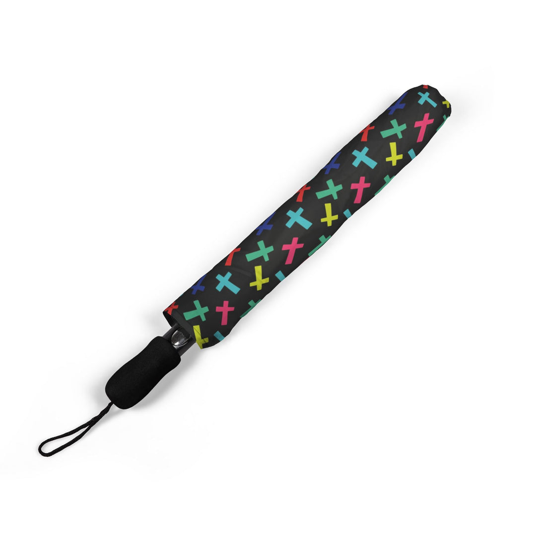Folded colorful crosses umbrella with polyester pongee fabric