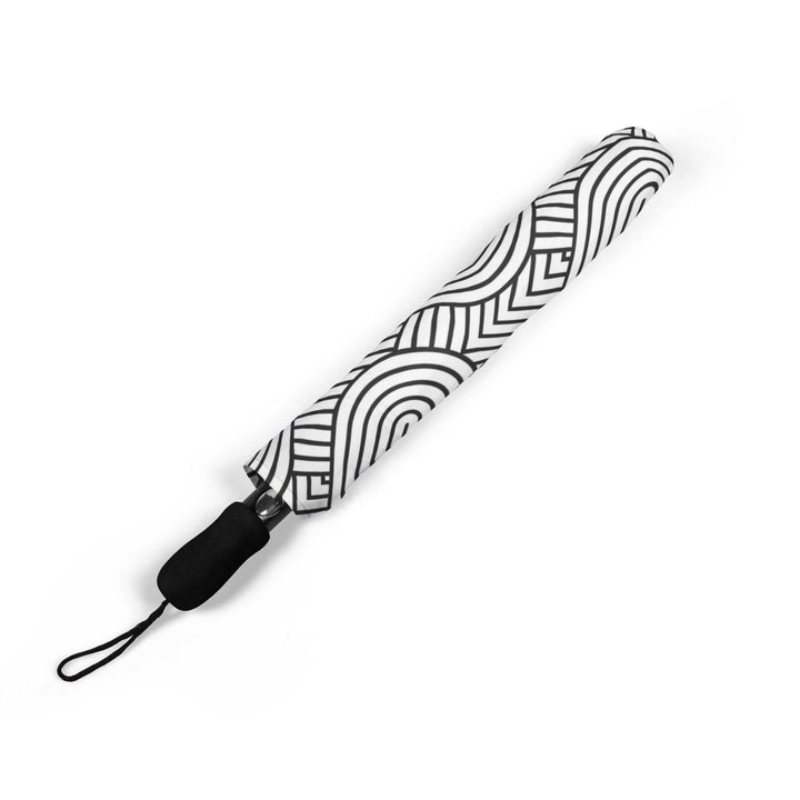 Folded waterproof hearts pattern umbrella with black rubber handle