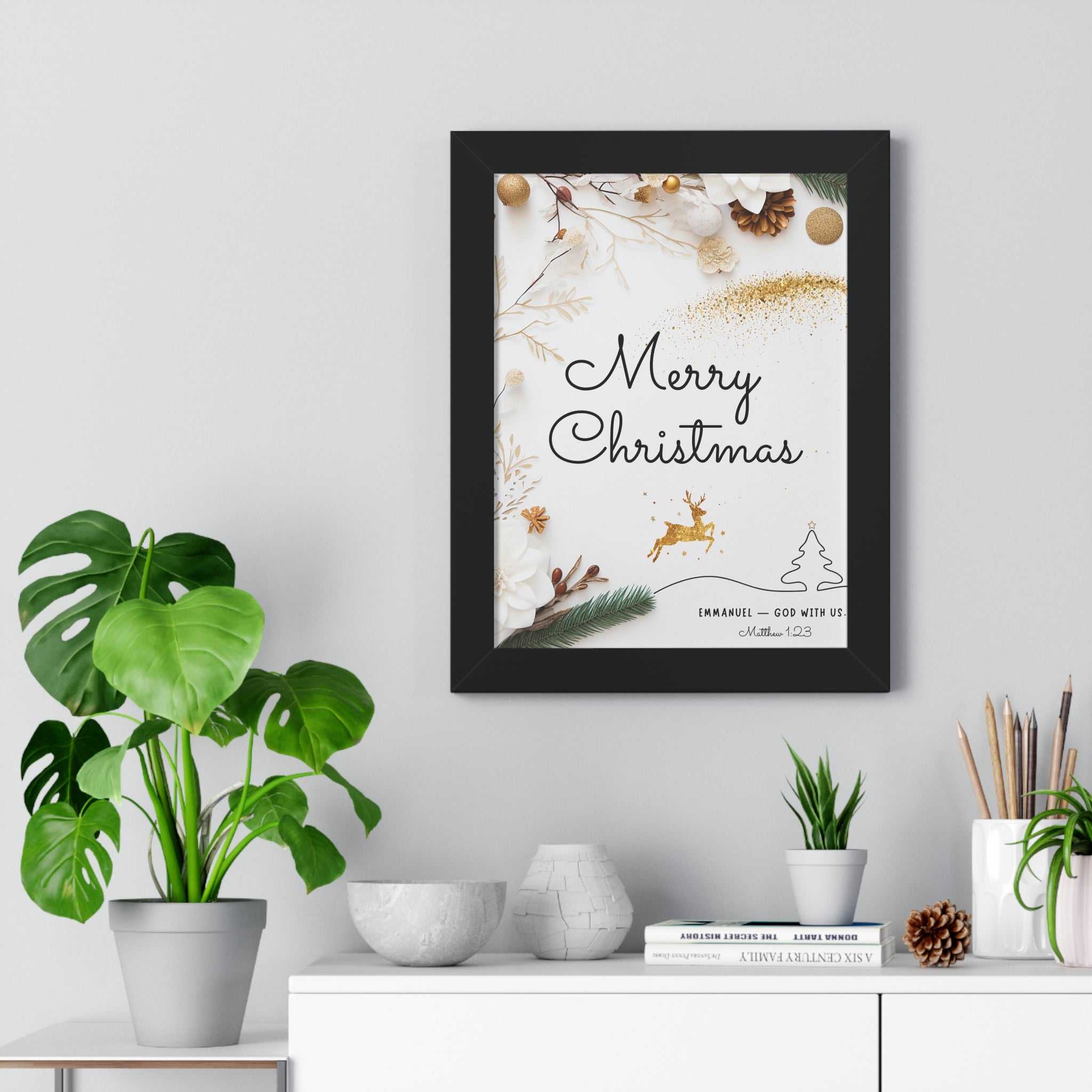 Framed Merry Christmas Poster with black frame
