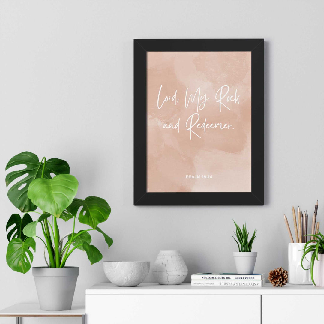 Framed Psalm 19 Poster with "Lord, My Rock and Redeemer" text