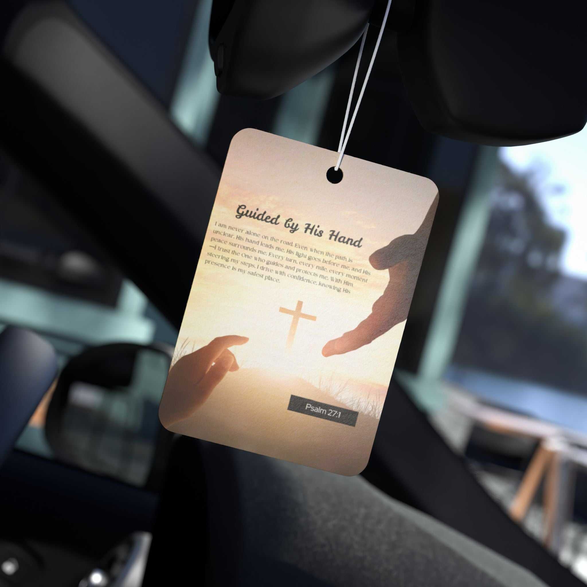 God-Guided car air freshener with religious design