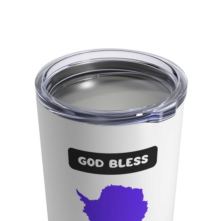God Bless Antarctica Tumbler with Antarctica map design