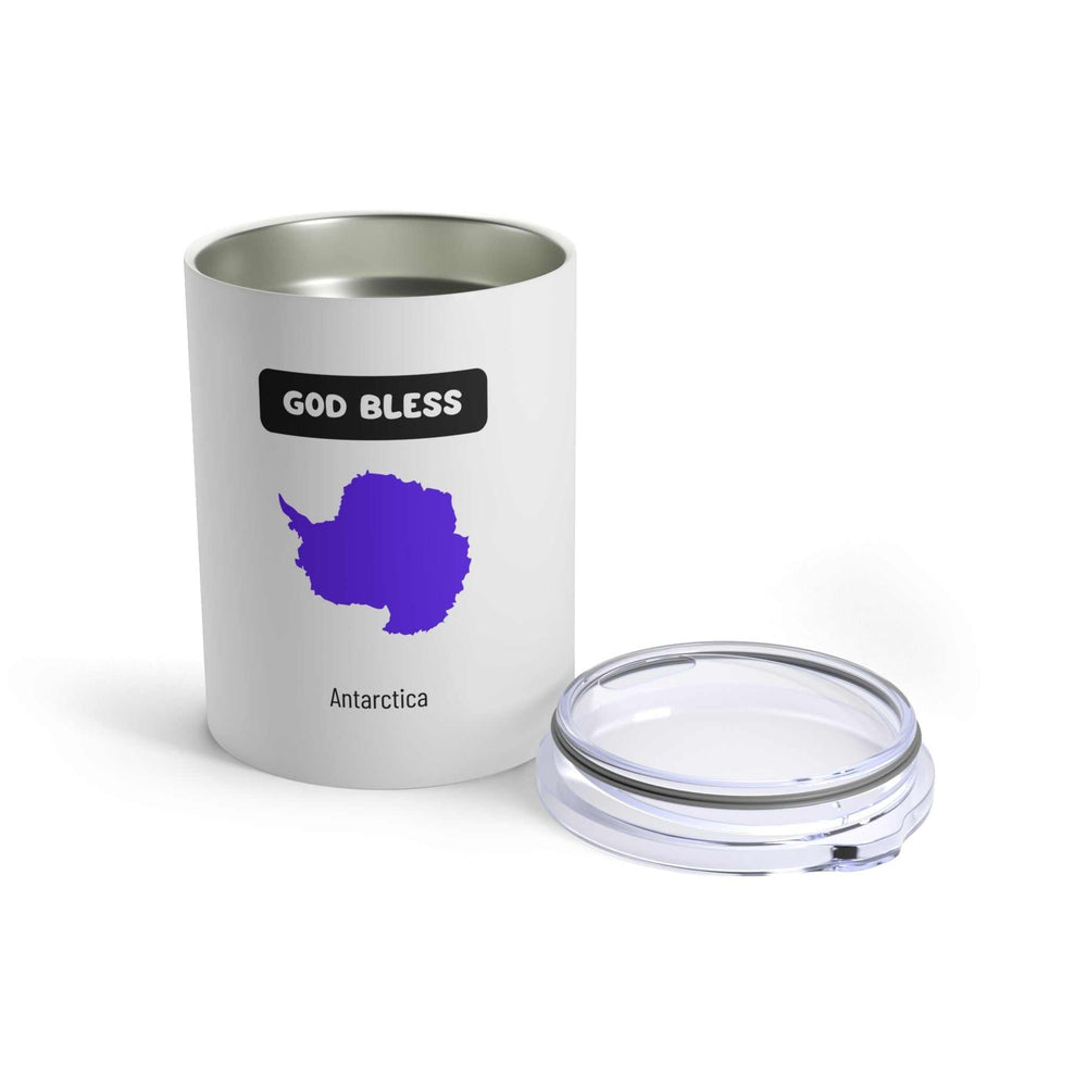 God Bless Antarctica Tumbler with clear push-on lid