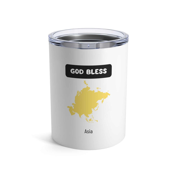 God Bless Asia Tumbler 10oz with gold Asia map