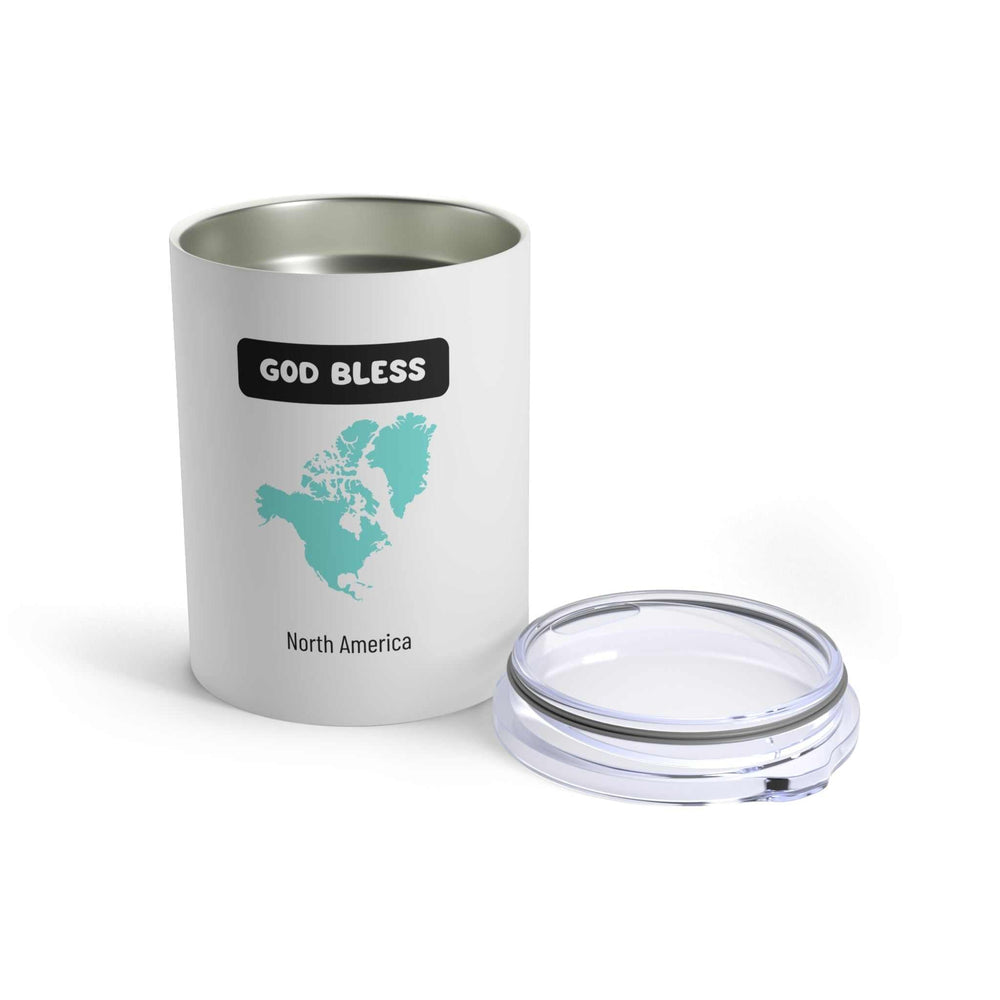 God Bless North America stainless steel tumbler with clear push-on lid