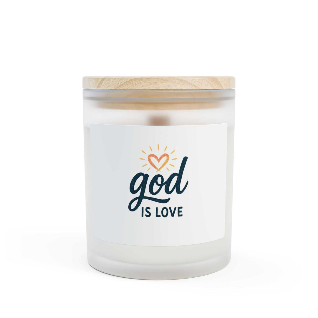 God Is Love Glass Candle in frosted glass