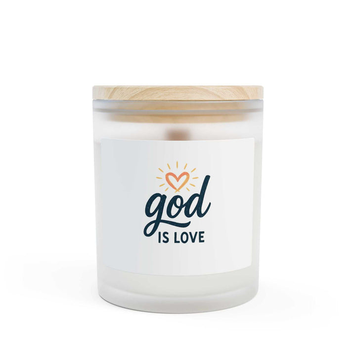 God Is Love Glass Candle in frosted glass