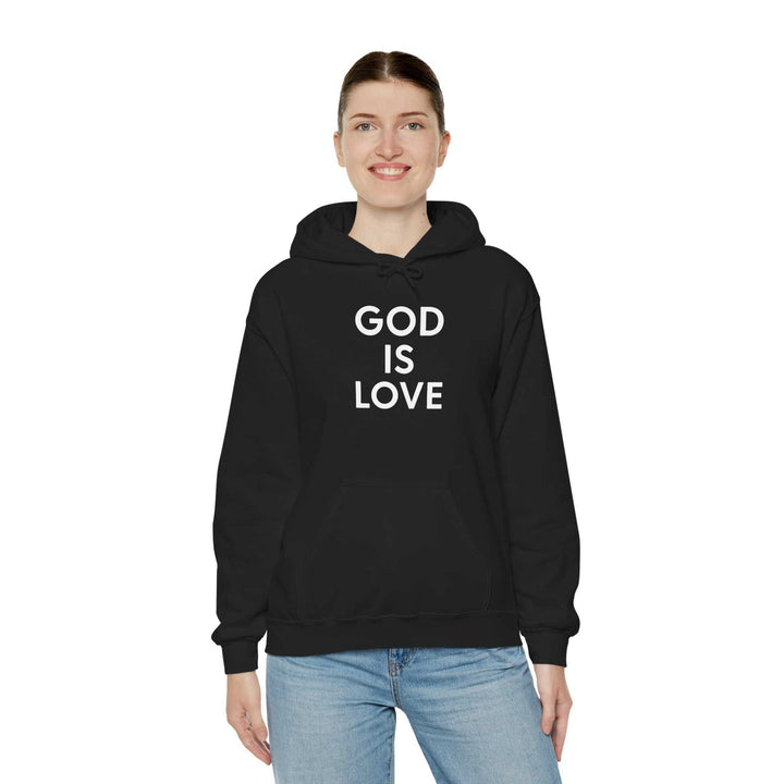 God Is Love hoodie with front kangaroo pocket and drawstring hood