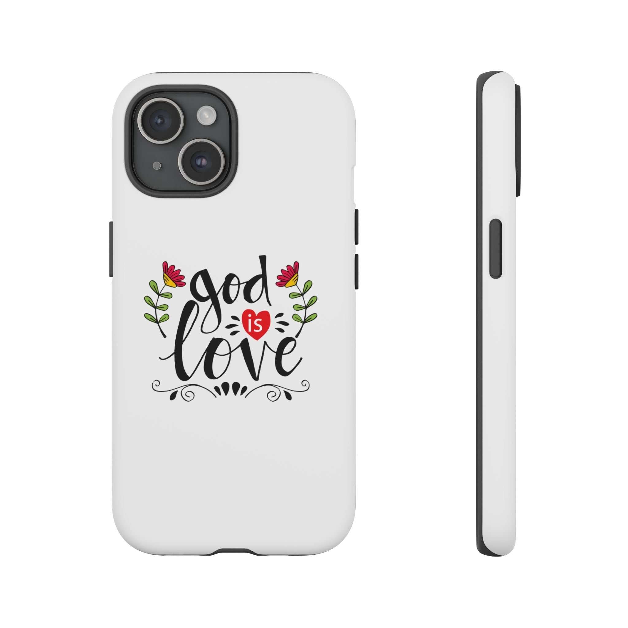 God is Love Phone Case with floral design