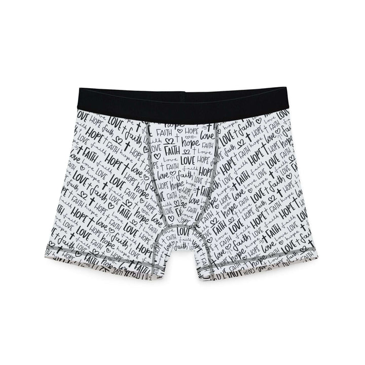 God’s Love Men's Boxers with Faith Hope Love script pattern