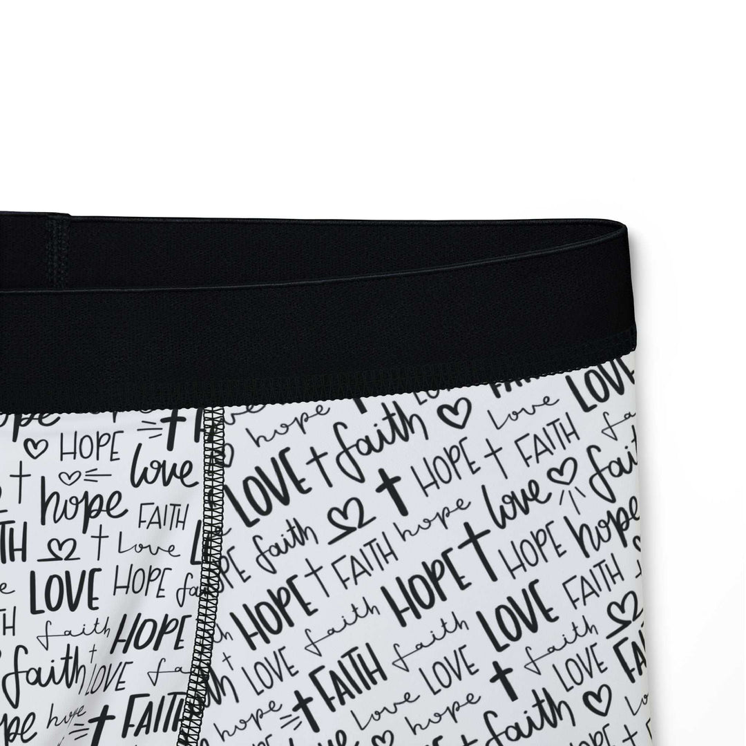 God’s Love Men's Boxers with faith, hope, and love print