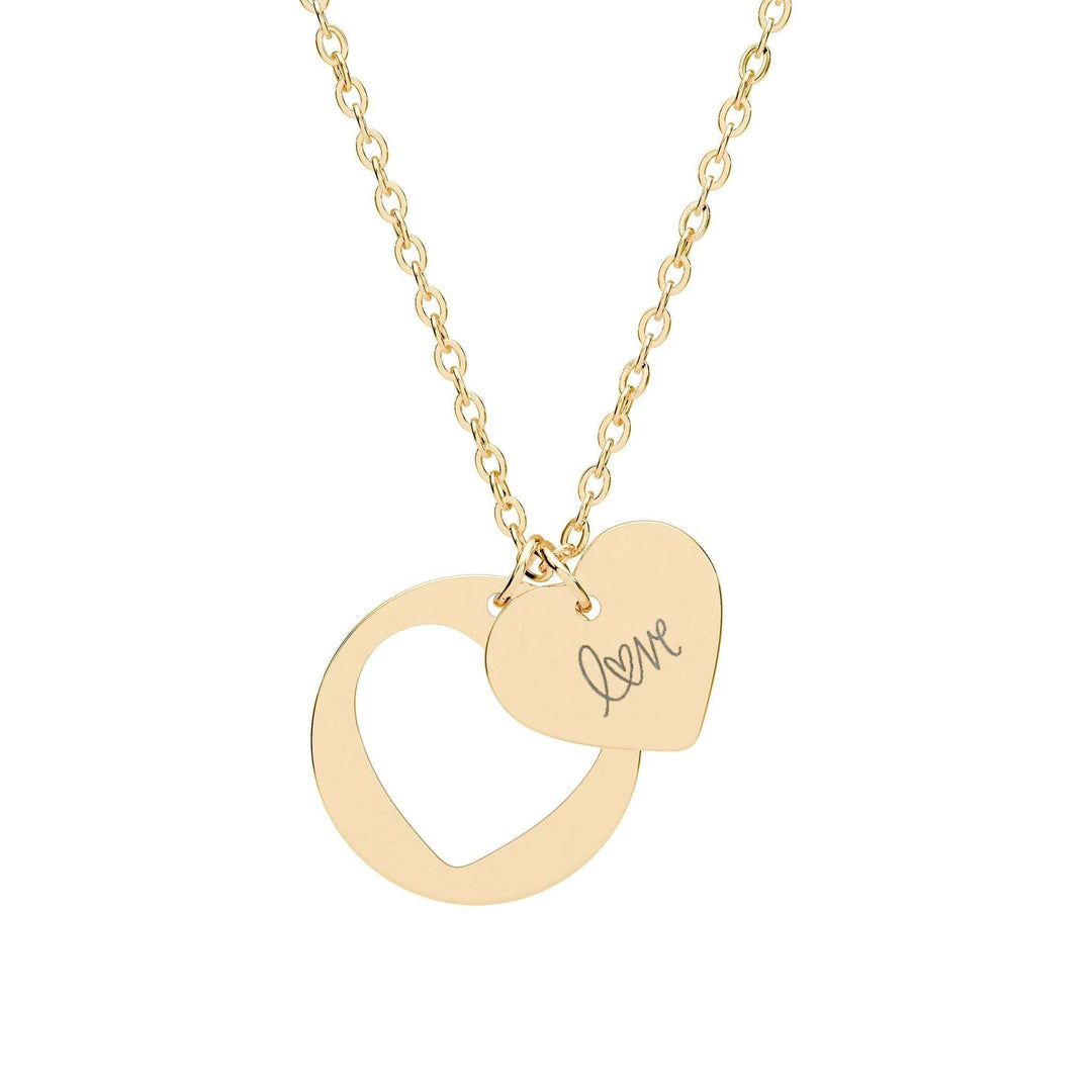 Gold stainless steel love necklace with heart cutout pendant
