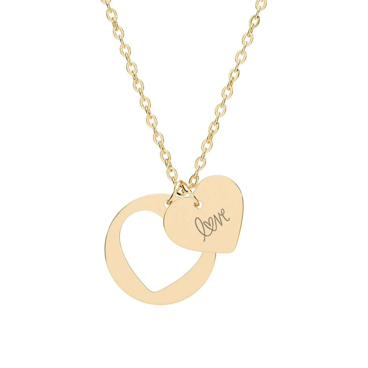 Gold stainless steel love necklace with heart cutout pendant