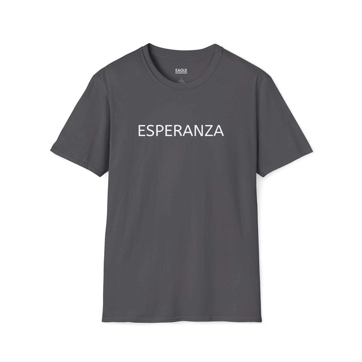 Gray classic fit T-shirt with "ESPERANZA" printed in white, made from 100% ring-spun cotton