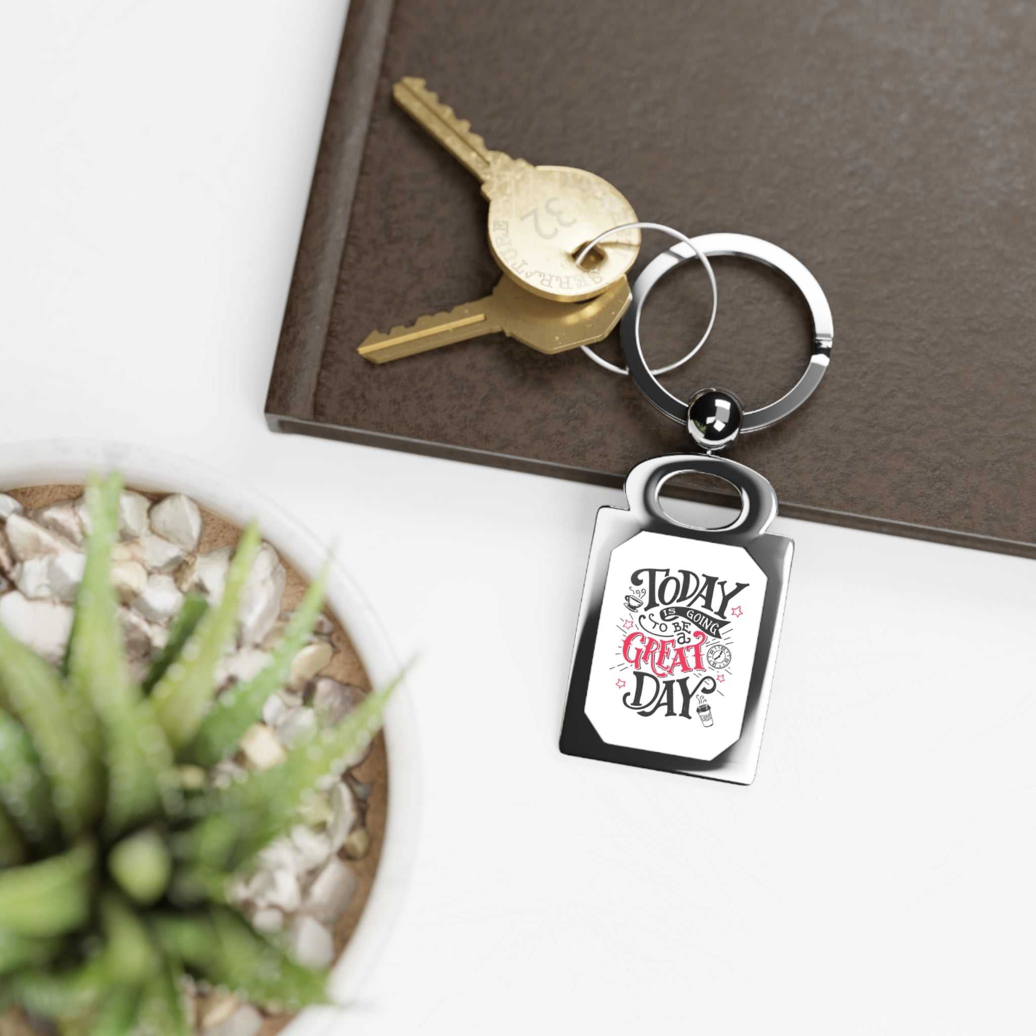 Great Day Keyring rectangular zinc alloy keyring