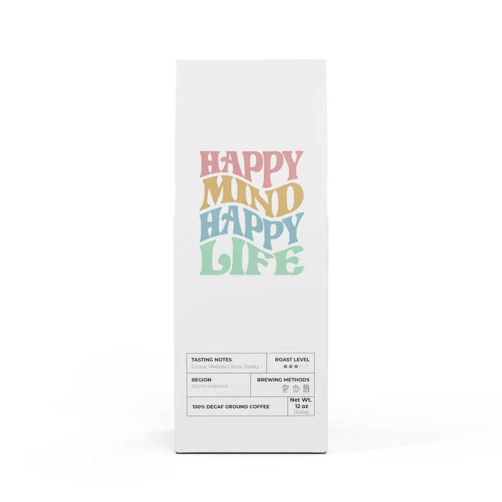 Happy Mind Coffee medium roast decaf ground coffee