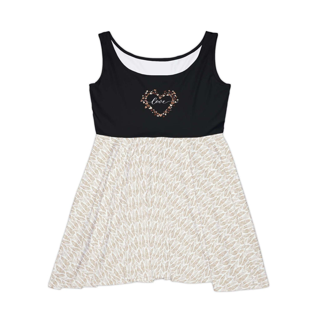 Hearts Skater Dress with black top and patterned skirt