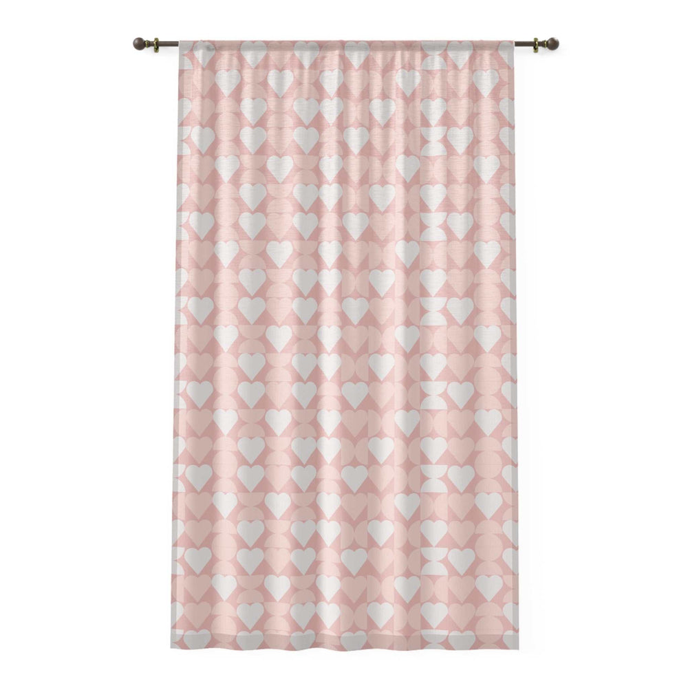 Hearts Window Curtain with pink and white heart pattern