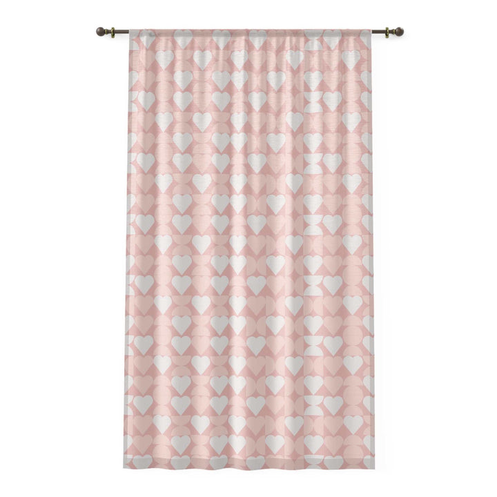 Hearts Window Curtain with pink and white heart pattern