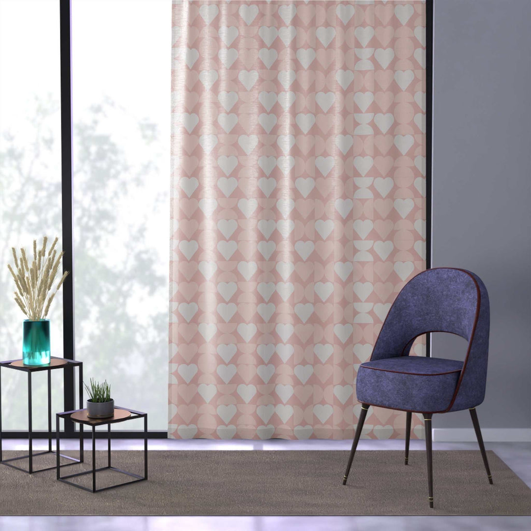 Hearts window curtain with heart pattern