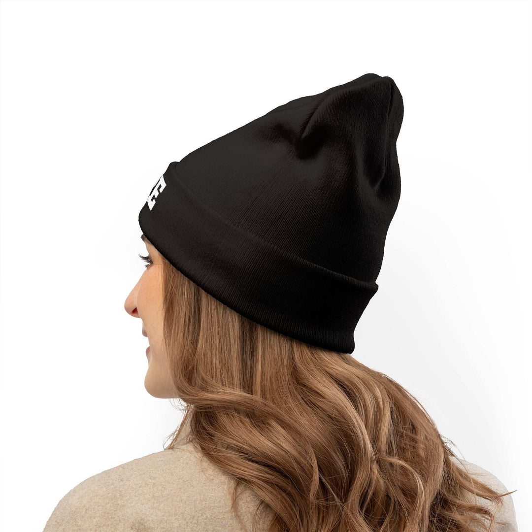 Hope Knit Beanie black breathable cotton blend knit hat with embroidery