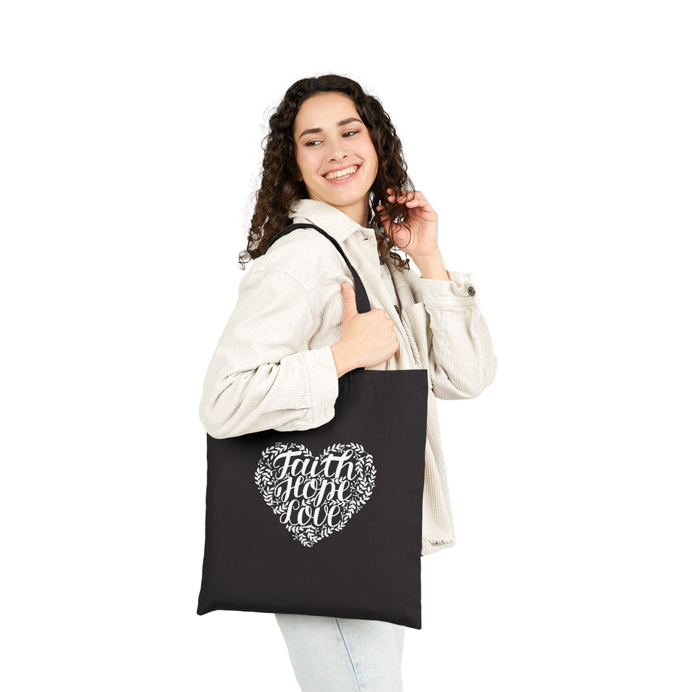 Inspirational Tote Bag with faith hope love heart design